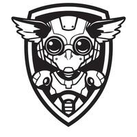 High-tech robot badge with sleek mechanical details perfect for modern AI branding vector