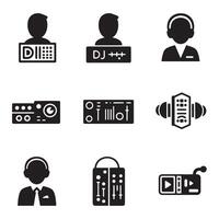 DJ Mixing Tools Icon set with sound equipment and stage performance items vector