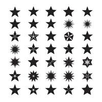 Decorative black star shapes bundle with cosmic celestial minimal artistic styles vector