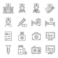 Modern Hospital Line Icon Set created with uniform modern visuals vector