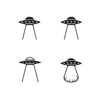 Stylized UFO Abduction Scene using Alien UFO Beam Light and spacecraft designs vector