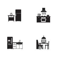 Elegant Workspace Elements with home office desk and working area silhouettes vector
