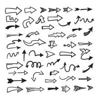 Unique Hand Drawn Arrows and Minimal Arrow Icon Set with Sharp Bold Arrow Shape vector
