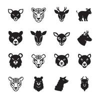 Cartoon animal faces set fun and colorful designs for unique graphic compositions vector