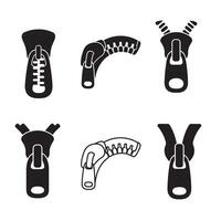 Black Zipper Icons Styled with Precision in a Zipper Head Icon Pack Format vector
