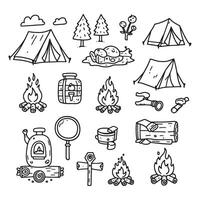 Outdoor Tent Setup Under Twilight Sky with Soft Firelight Glow vector