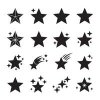 Decorative black star shapes bundle ideal for print crafts and digital design sets vector