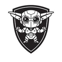 Futuristic robot badge symbolizing advanced artificial intelligence and cybernetic power vector