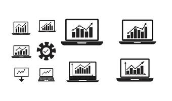 Minimalist Laptop Icon Set perfect for tech business dashboards and analytics vector