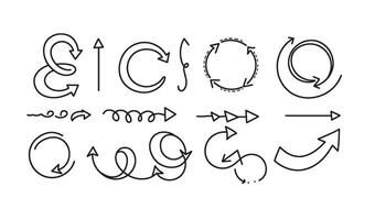 Hand Drawn Scribble Arrow Set With Organic Curves and Freestyle Loop Designs vector