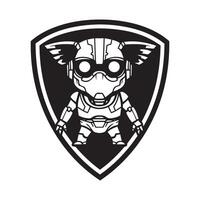 High-tech robot badge incorporating sleek technological patterns for futuristic branding vector