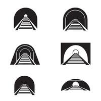 Curved Railway Tunnel Scene and Graphic Tunnel Entrance Art Elements vector