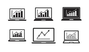 Laptop Screen Chart Elements with simple and clean data presentation graphics vector