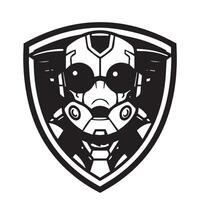 Robotic warrior emblem presenting modern AI-driven aesthetics with mechanical precision vector