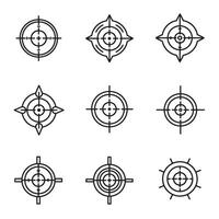 Clean Military Target Set using outlined and bold aim marks in various sizes vector