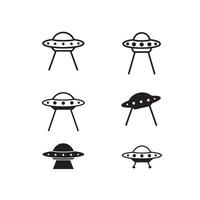 Spacecraft icon set featuring Alien UFO Beam Light and abduction scene graphics vector