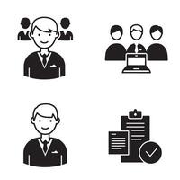 Meeting Group Icon Pack Designed to Show Team Discussions and Brainstorming vector