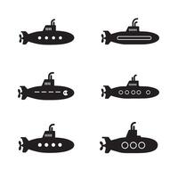 Navy Submarine Pack in various styles for marine navigation themed artwork vector