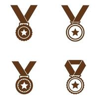 Collection of Colorful Medal Icon Set and Award Badge Design Set Elements vector