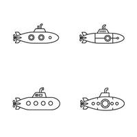 Navy Submarine Pack filled with flat and outlined designs for digital use vector