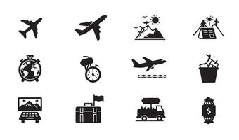 Complete Travel Transport Icon Pack for digital flight and tour use vector