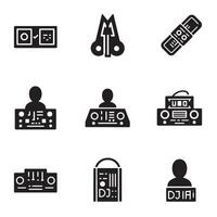 High quality Party DJ Line Icons perfect for EDM and music event graphics vector