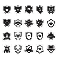 Military inspired Security Logo Icon elements with strong shapes and borders vector