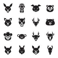 Animal face expressive designs stylish and charming icons for digital creativity vector