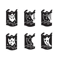 Spooky Ghost Icon Set showing flying spirit characters in flat spooky forms vector