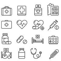 Healthcare Tools Icon Graphic in thin stroke style for clean user interfaces vector