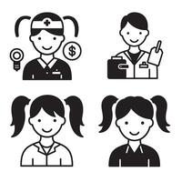 Nurse doctor graphic pack with medical team members performing key tasks vector