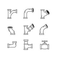 Industrial pipe icon bundle showing multiple plumbing and connector illustrations vector