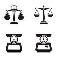 Retro Balance Icon Set for Legal Justice Themes and Timekeeping Graphics vector