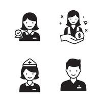Doctor and nurse art in simple icon style for infographics or app interfaces vector