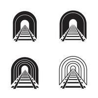 Abstract Tunnel Door Concept and Curved Railway Tunnel Scene Collection vector
