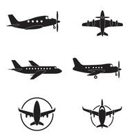 Aviation Icon Pack Set includes black jet shapes for flying themes vector