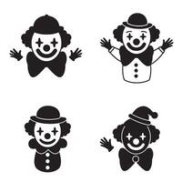 Cartoon clown faces fun elements for sticker packs coloring pages and web graphics vector