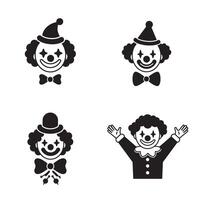 Funny clown mask set featuring joyful face art for learning materials and fun play vector
