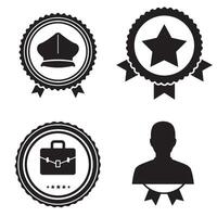 Winner Ribbon Graphic Set with Monochrome Certificate Badge Elements vector