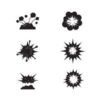 Explosion Smoke Set with bold outlines and dramatic puff cloud graphics vector