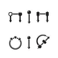 Editable Piercing Icon Set Collection with earrings studs and jewelry forms vector