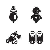 Cute Baby Stuff Icons Set with Infant Characters and Baby Fun Elements vector