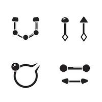 Lip Ring Barbell Outline with minimal design perfect for piercing presentations vector