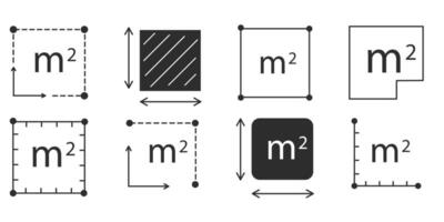 Square meter icon line quantity area, m2 measuring area sign symbol. Simple territory measurement. Flat area square meter. vector