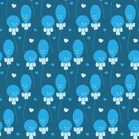 Blue Balloons with tied ribbon bow and decorative hearts Monochrome blue Seamless Pattern Sad Mood. Isolated illustration Blue Monday Event or Party invite Backdrop Print material, leaflet fond vector