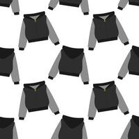 Hoodie with zipper Front and Back view Grayscale Seamless Pattern Clothes label or price Background. Isolated illustration Wrapping Wallpaper Thematic Cards or tag, promo banner, leaflet, print vector