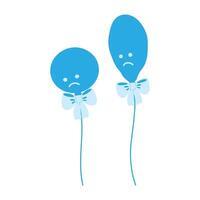 Round and deflated balloon on string with tied ribbon bow Blue Monday Sticker Icon Logo element idea. Isolated Thematic Cards, poster, banner, brochure or web promo banner, leaflet, print, tag vector