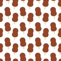 Hand drawn Chocolate covered ice cream on a stick Seamless Pattern Ice Cream Thematic cards Backdrop. Isolated illustration Ice Cream Day Wrapping packing Background Label or web, promo leaflet vector