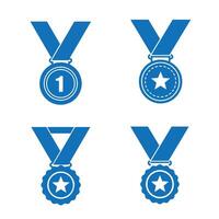 Editable Medal Flat Icon Bundle with Stylish Award Badge Design Set Graphics vector