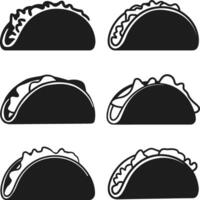 Taco Silhouette Set - Mexican Food Icons for Branding and Design vector